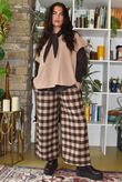 Nora Brushed Cotton Gingham Kick Pant Coffee Bean